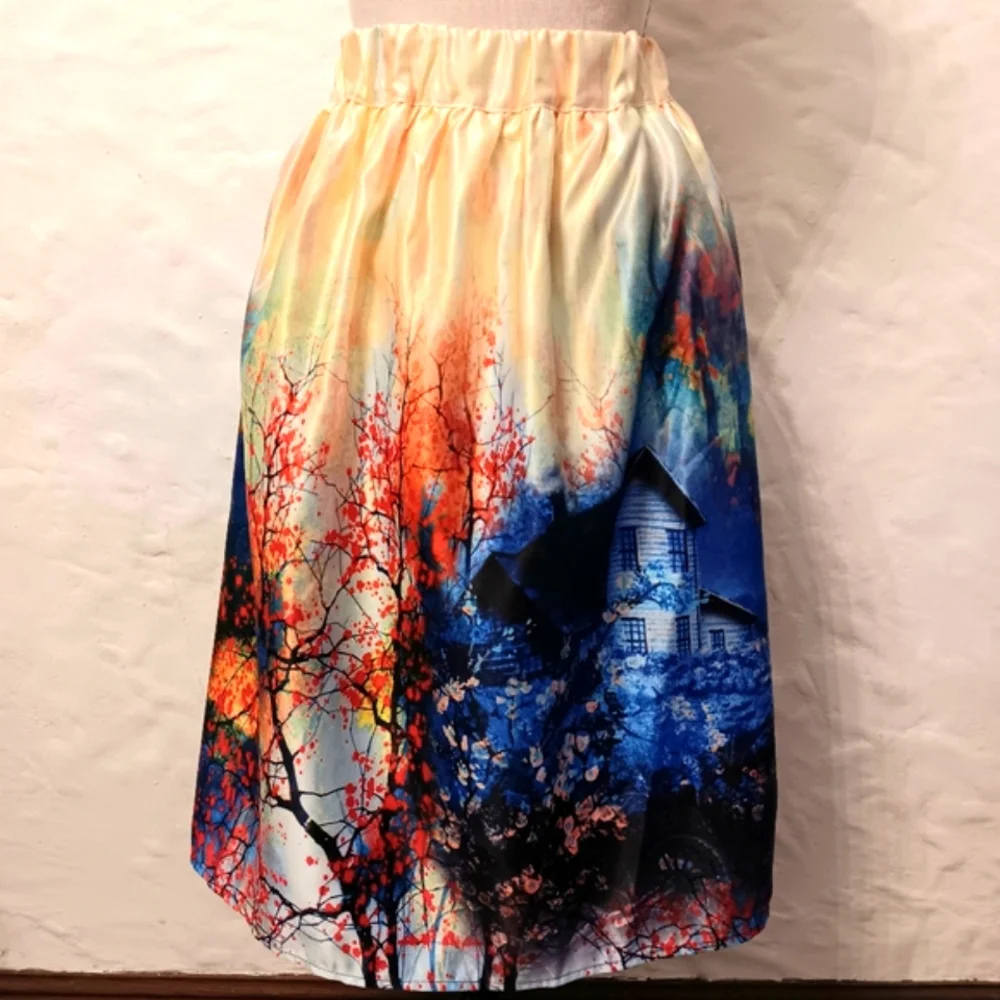 Choiee Moody whimsigoth, high waist,  pleated witch cottage midi skirt. Small